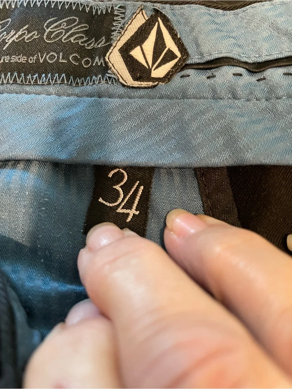 Volcom black pinstripe